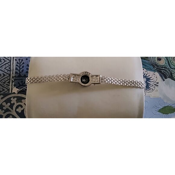 CERTIFIED GENUINE MOISSANITE 4Ct. Deep Blue & White Round/Cluster Mesh Bracelet - Picture 5 of 5